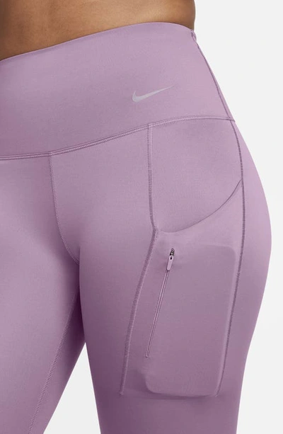 Shop Nike Dri-fit Go High Waist 7/8 Leggings In Violet Dust/ Black