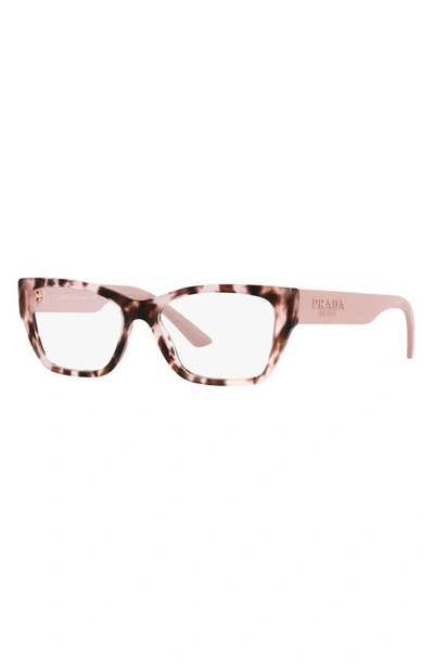 Prada 54mm Rectangular Optical Glasses In Tortoise