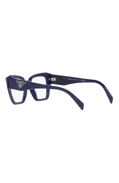 Prada 51mm Square Optical Glasses In Black Blue