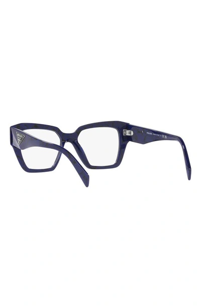 Shop Prada 51mm Square Optical Glasses In Black Blue