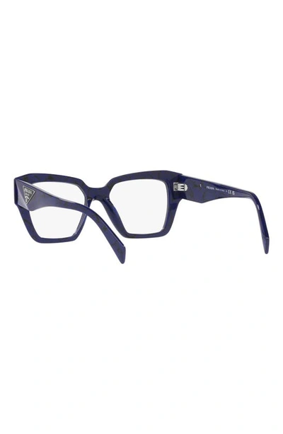 Prada 51mm Square Optical Glasses In Black Blue