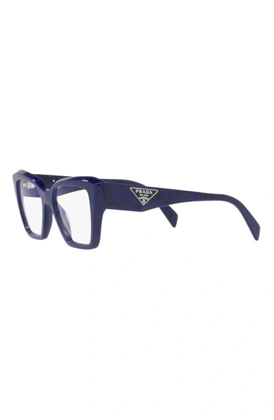 Shop Prada 51mm Square Optical Glasses In Black Blue