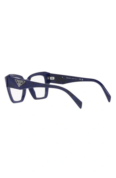Prada 51mm Square Optical Glasses In Black Blue