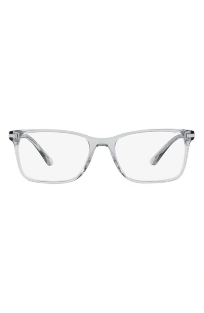 Shop Prada 56mm Rectangular Optical Glasses In Crystal Grey