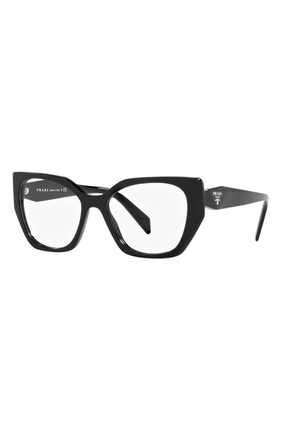 Prada 54mm Square Optical Glasses In Black