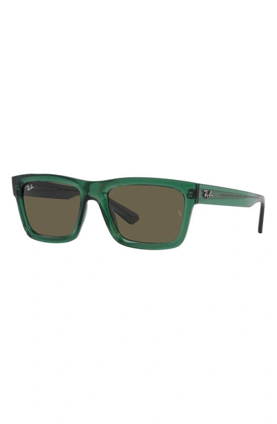 Ray Ban Warren 57mm Rectangular Sunglasses In Transparent Green