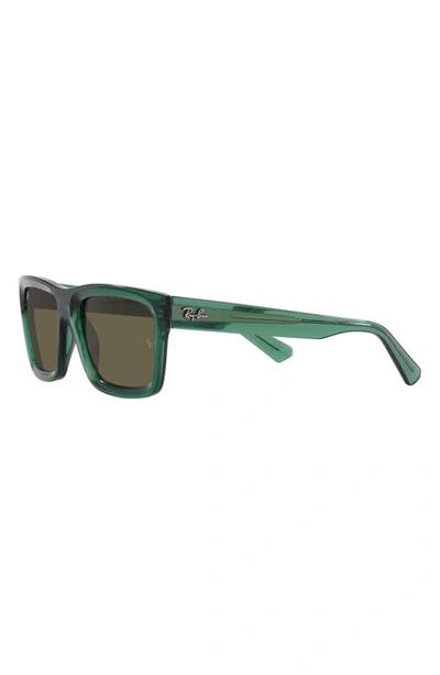Ray Ban Warren 57mm Rectangular Sunglasses In Transparent Green