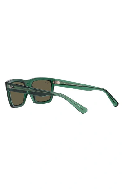 Ray Ban Warren 57mm Rectangular Sunglasses In Transparent Green