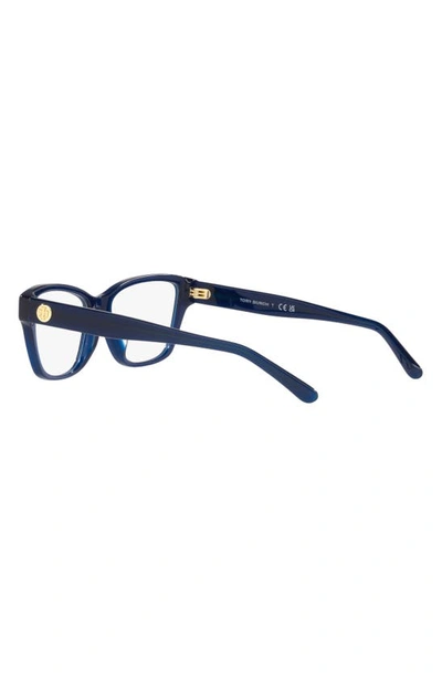 Shop Tory Burch 53mm Rectangular Optical Glasses In Navy