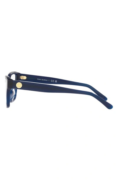 Tory Burch 53mm Rectangular Optical Glasses In Navy