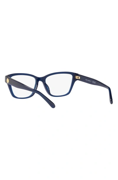 Tory Burch 53mm Rectangular Optical Glasses In Navy