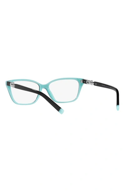 Shop Tiffany & Co 55mm Rectangular Optical Glasses In Black Blue