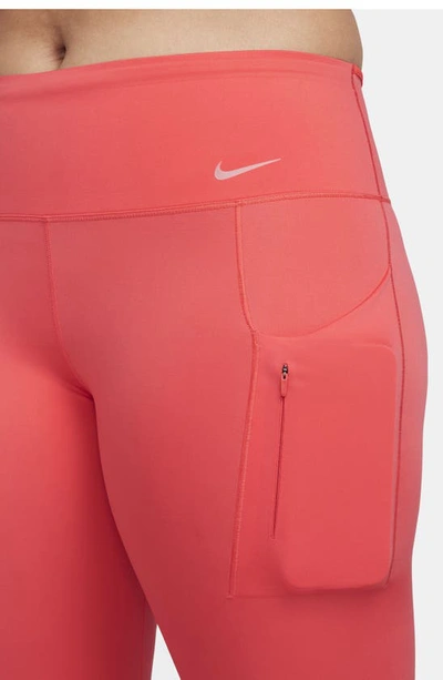 Nike Dri-fit Go High Waist 7/8 Leggings In Ember Glow/ Black