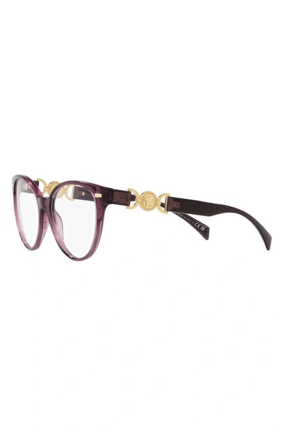 Versace 53mm Cat Eye Optical Glasses In Transparent Violet