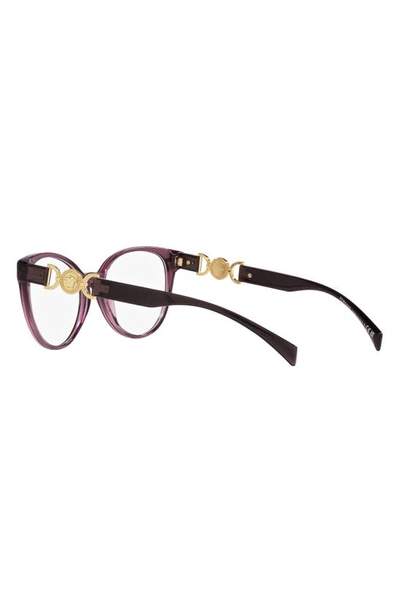 Versace 53mm Cat Eye Optical Glasses In Transparent Violet