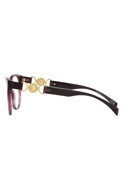 Versace 53mm Cat Eye Optical Glasses In Transparent Violet