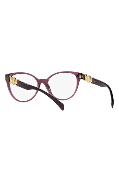 Shop Versace 53mm Cat Eye Optical Glasses In Transparent Violet