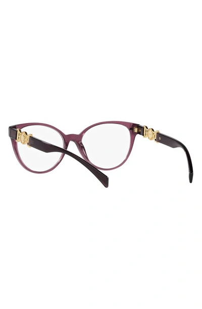 Versace 53mm Cat Eye Optical Glasses In Transparent Violet