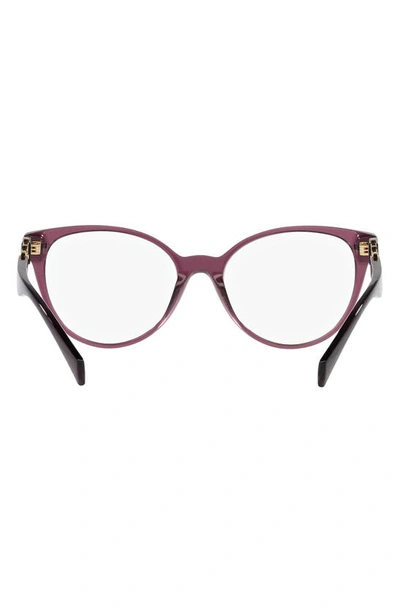 Versace 53mm Cat Eye Optical Glasses In Transparent Violet
