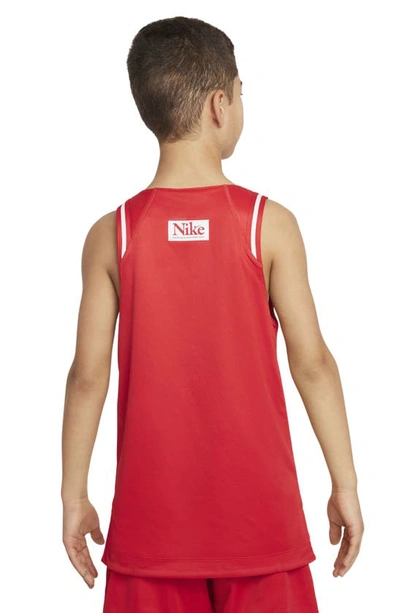 Shop Nike Kids' Reversible Performance Basketball Tank In University Red/ White