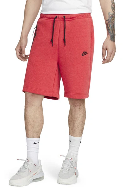 Shop Nike Tech Fleece Sweat Shorts In University Red / Black