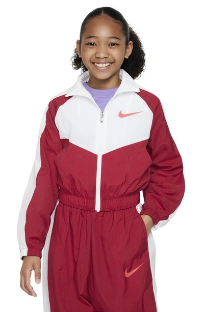 Shop Nike Kids' Sportswear Track Jacket In Noble Red/ White/ Ember