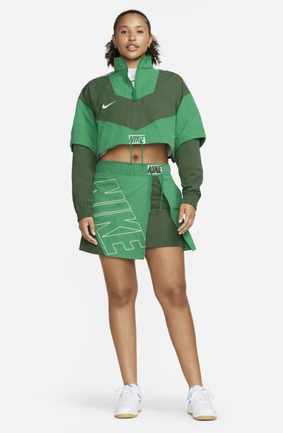 Shop Nike Sportswear Water Repellent Crop Tracksuit Jacket In Fir/ Malachite/ Sail