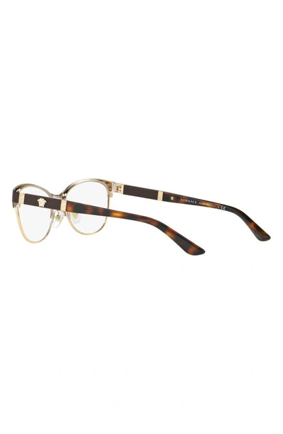 Shop Versace 53mm Cat Eye Optical Glasses In Brown Gold