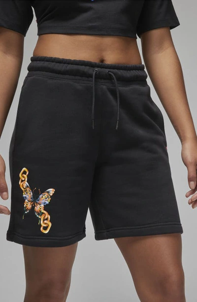 Shop Jordan X  Moss Artist Series Brooklyn Fleece Shorts In Black