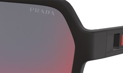 Shop Prada Sport 59mm Rectangle Sunglasses In Black/ Grey/ Blue/ Red Mirror