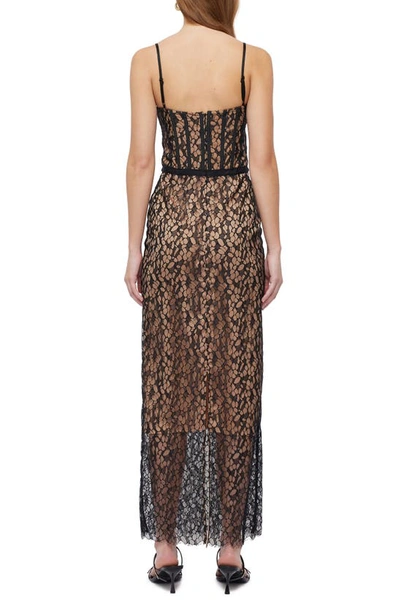 Shop Simkhai Ruched Lace Bustier Cocktail Dress In Black