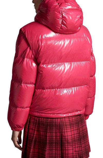 Moncler Logo-patch Hooded Padded Jacket In Pink