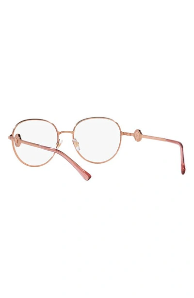 Shop Versace 54mm Round Optical Glasses In Rose Gold