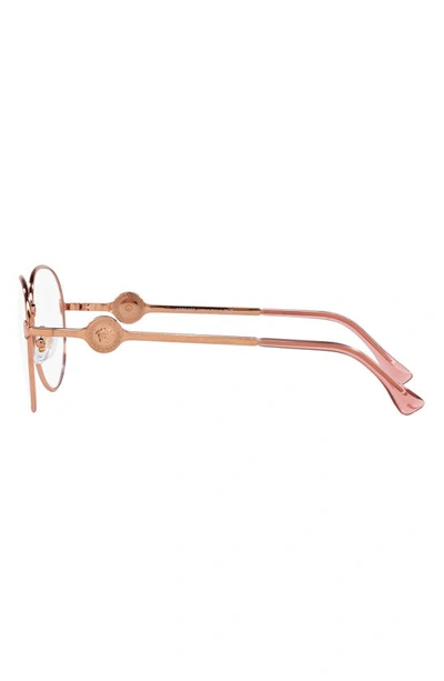 Shop Versace 54mm Round Optical Glasses In Rose Gold