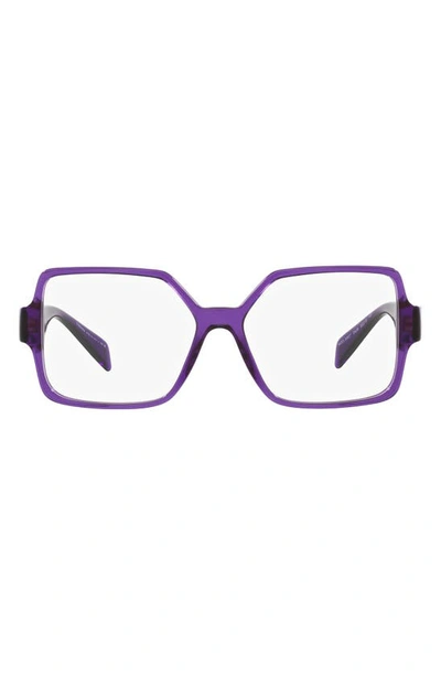 Shop Versace 55mm Square Optical Glasses In Transparent Violet
