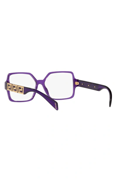 Shop Versace 55mm Square Optical Glasses In Transparent Violet