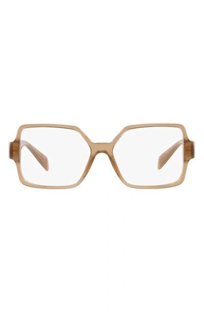 Shop Versace 53mm Square Optical Glasses In Opal Beige