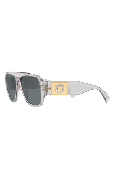 Shop Versace 57mm Pillow Sunglasses In Transparent Grey