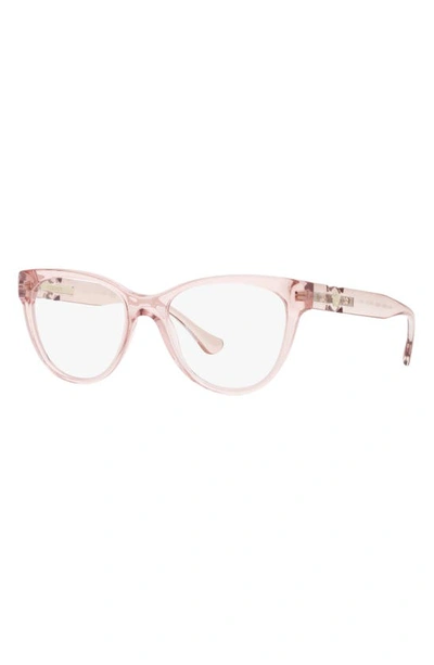 Versace 53mm Cat Eye Optical Glasses In Trans Pink
