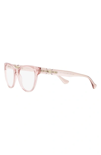Versace 53mm Cat Eye Optical Glasses In Trans Pink