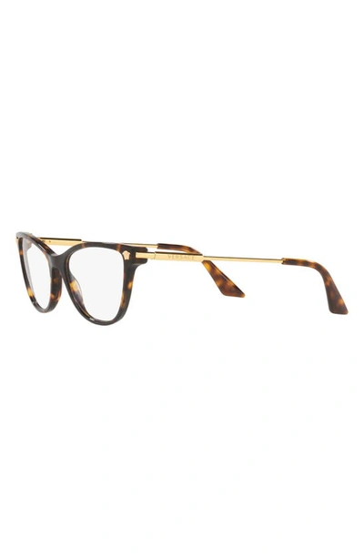 Versace 54mm Cat Eye Optical Glasses In Havana