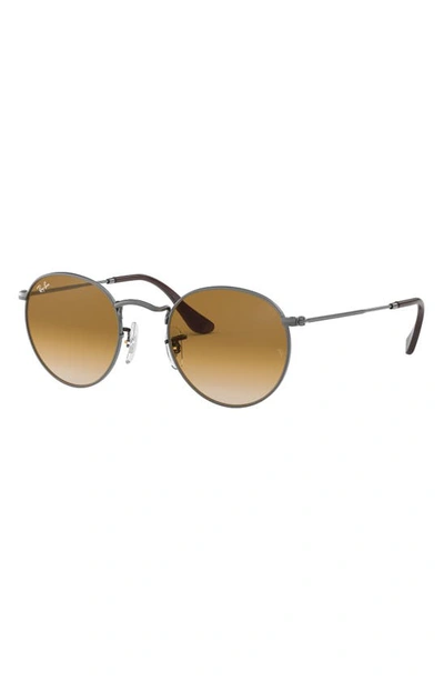 Ray Ban 50mm Small Gradient Round Sunglasses In Gunmetal