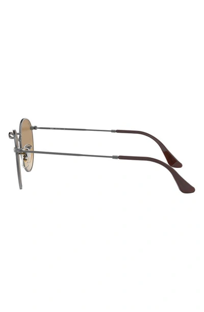 Ray Ban 50mm Small Gradient Round Sunglasses In Gunmetal