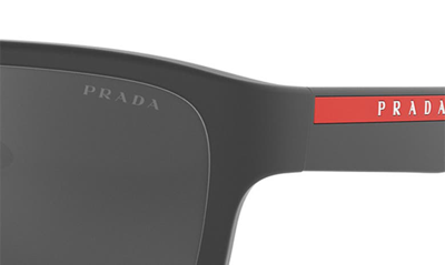 Prada 59mm Mirrored Square Sunglasses In Grey Rubber