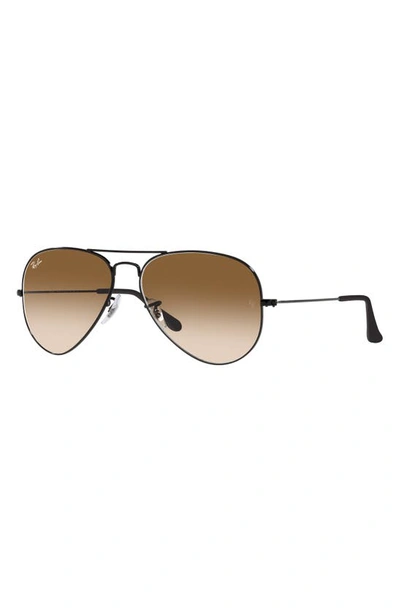 Ray Ban Small Original 55mm Aviator Sunglasses In Black