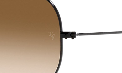 Ray Ban Small Original 55mm Aviator Sunglasses In Black