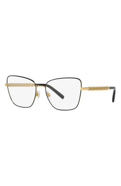 Dolce & Gabbana 57mm Butterfly Optical Glasses In Gold/ Black