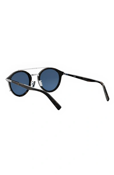 Shop Dior 'blacksuit R7u 50mm Round Sunglasses In Dark Havana / Blue