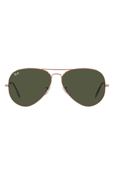 Ray Ban Aviator Green Classic G-15 Unisex Sunglasses Rb3025 181 58 In Rose Gold