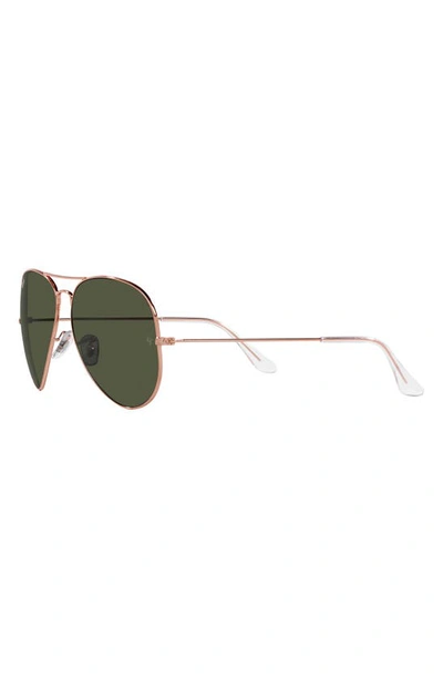 Ray Ban Aviator Green Classic G-15 Unisex Sunglasses Rb3025 181 58 In Rose Gold